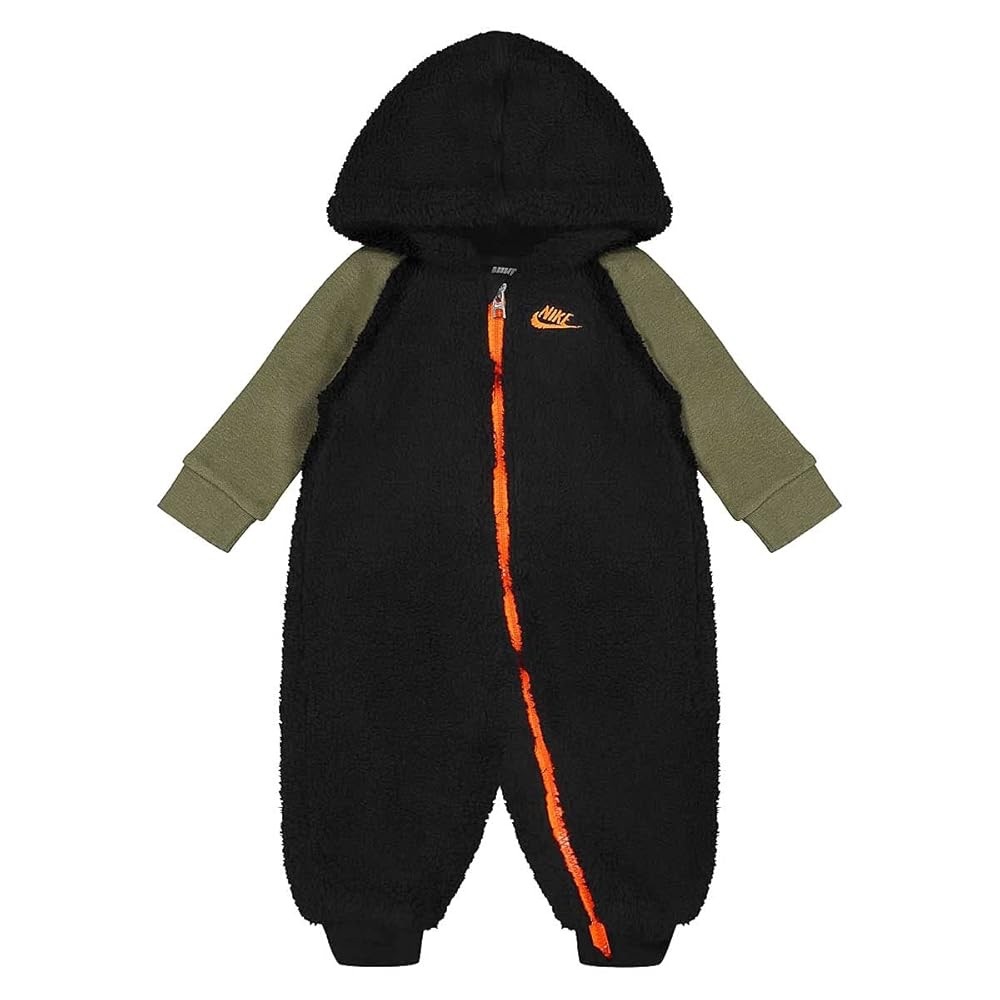 Nike Kids Sherpa One Piece - Black and Olive with Orange Accent